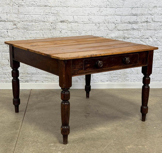 Antique Pine Top Table with One Drawer c.1880