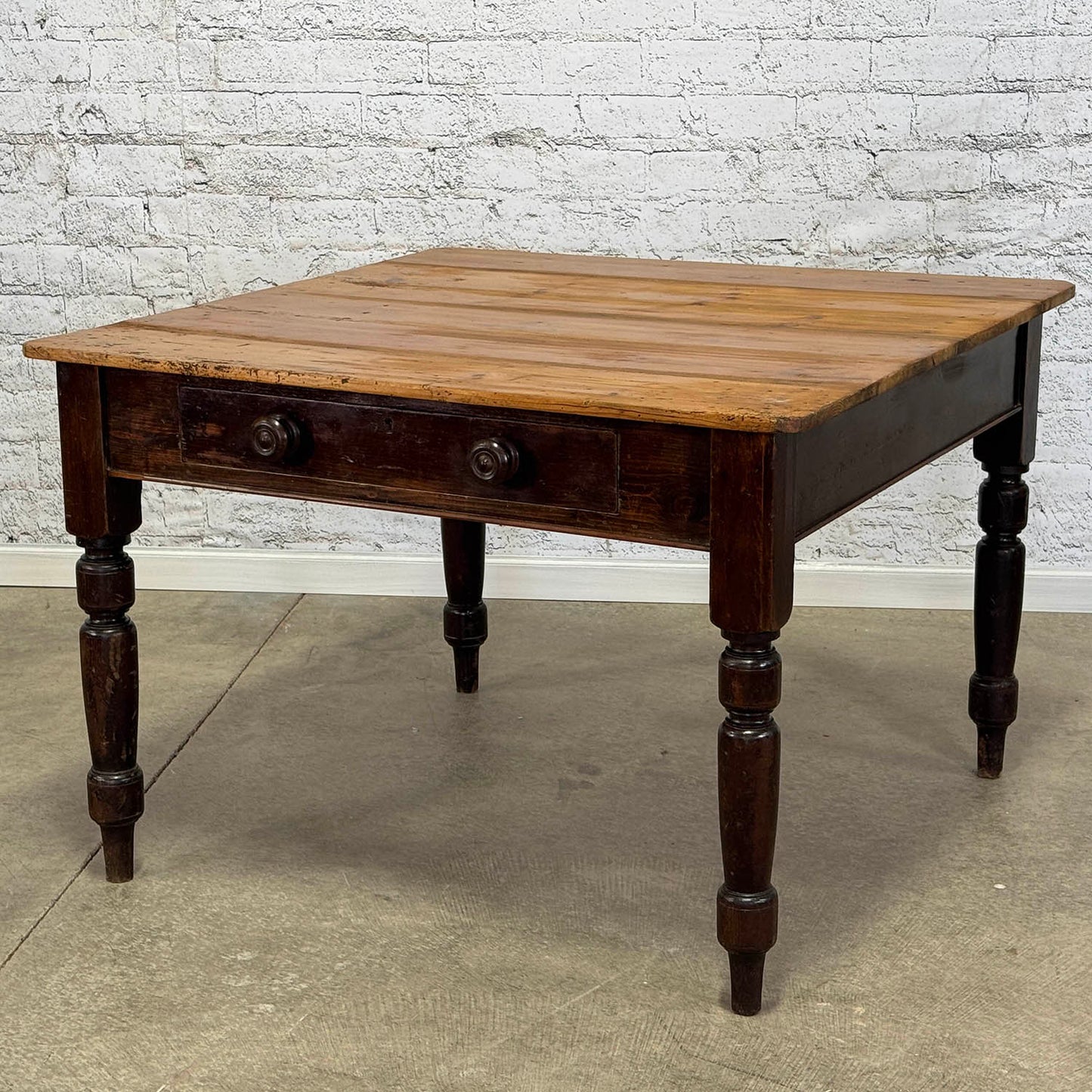 Square Pine Top Table w/ 1 Drawer