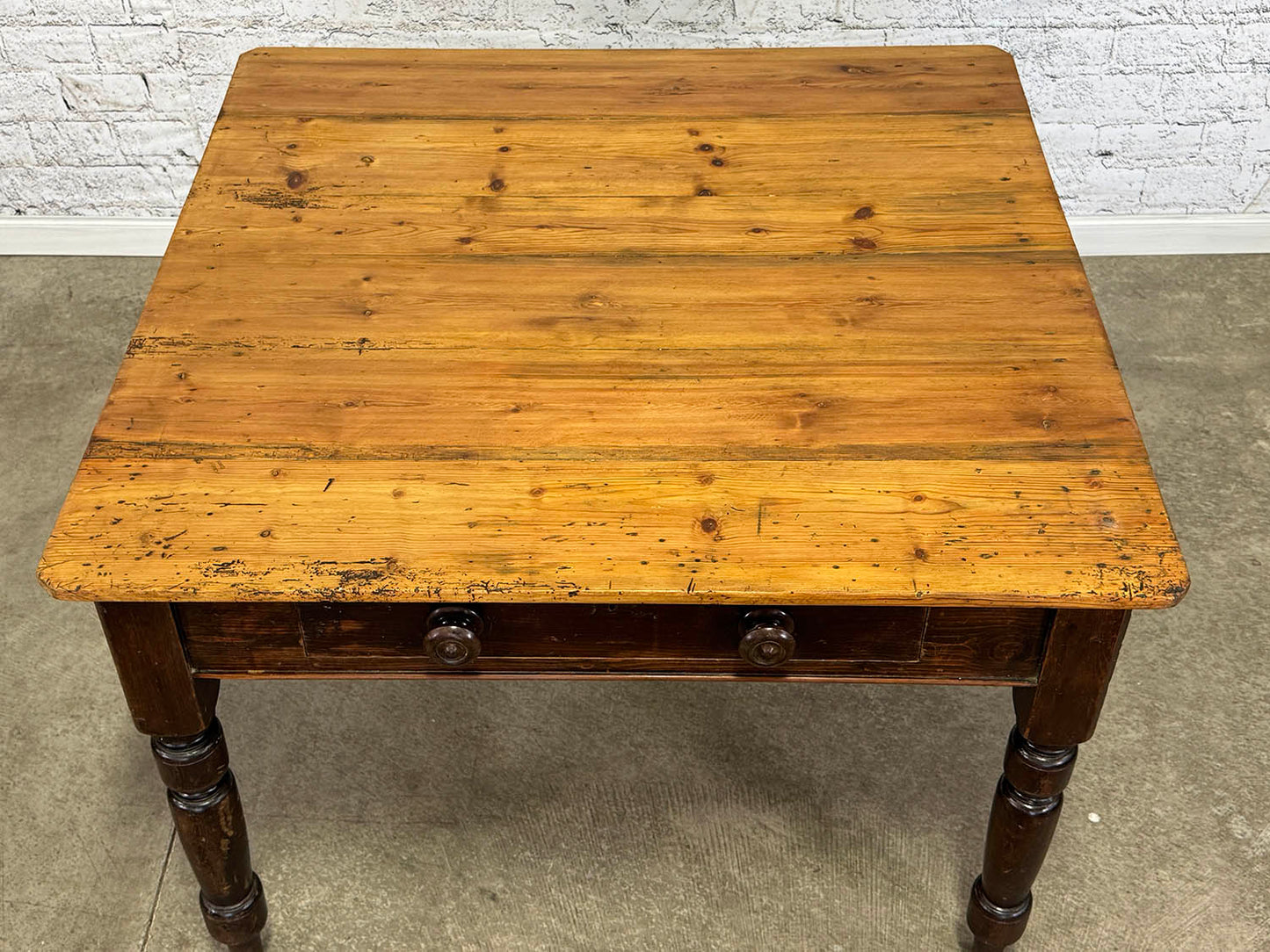 Square Pine Top Table w/ 1 Drawer