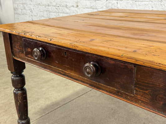 Antique Pine Top Table with One Drawer c.1880
