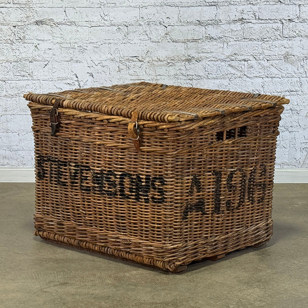Late 19th c. Laundry Basket with Lid