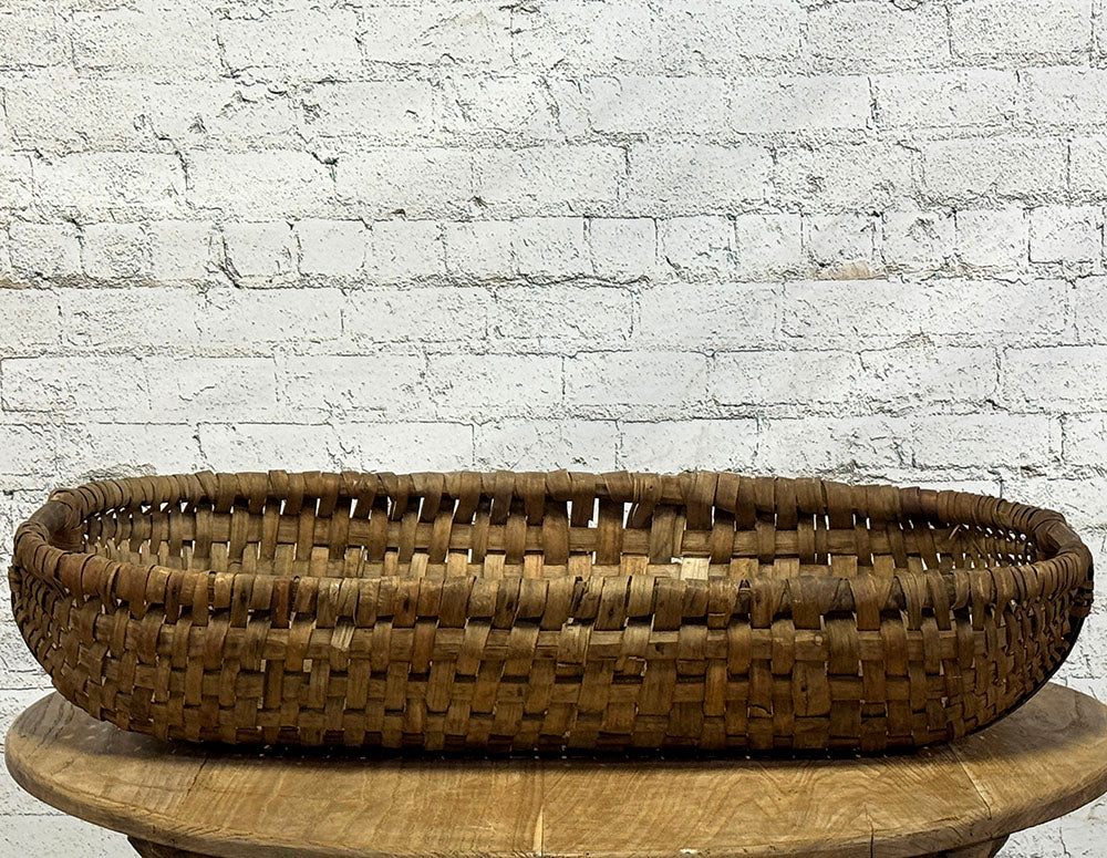 French Chestnut Wood Woven Basket c. 1880