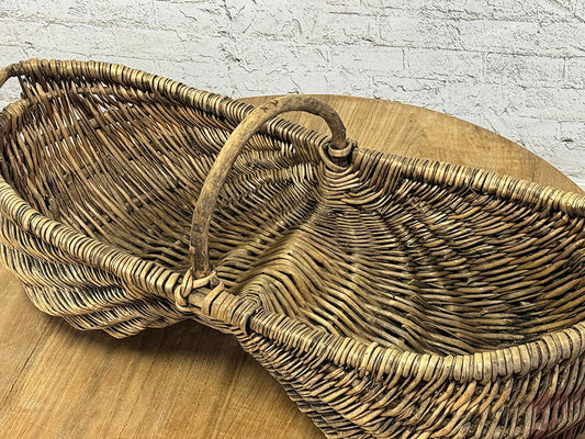 Antique French Grape Harvest Basket, Burgundy
