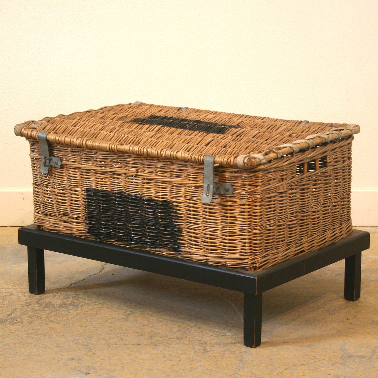 Vintage Travel Basket on Stand