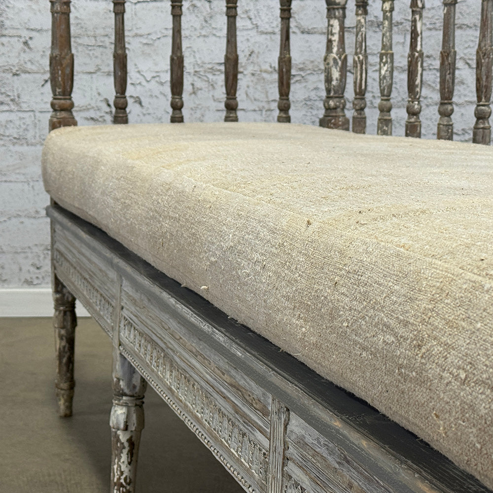 Antique Swedish Original Paint Settle with Cushion c.1790