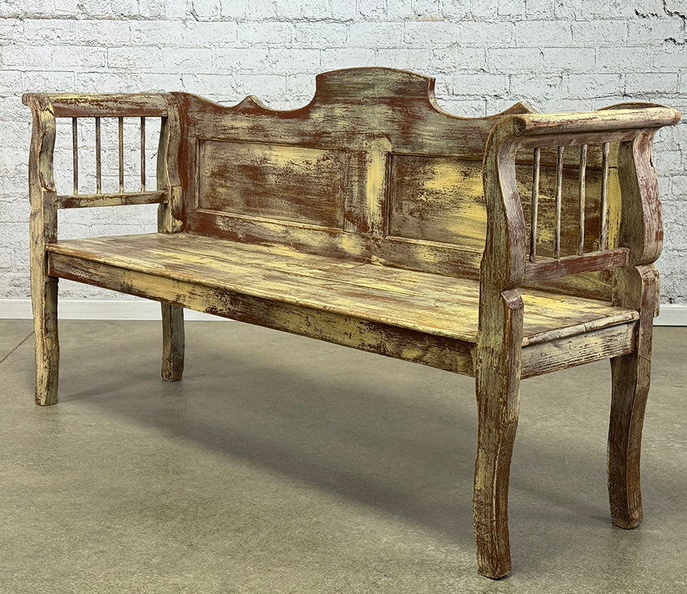Antique European Painted Bench