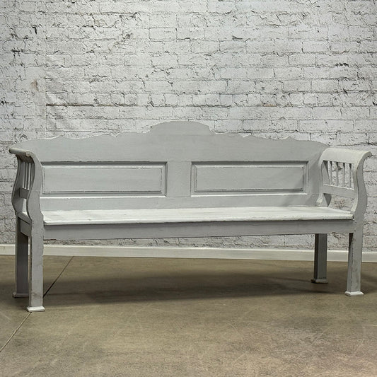 Antique European Bench, Grey