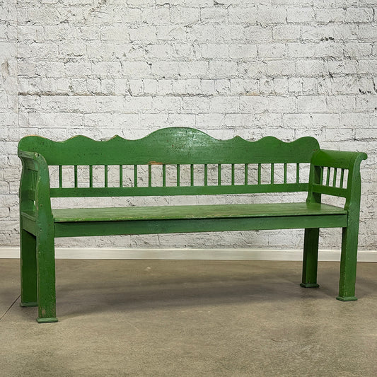 Antique European Green Bench