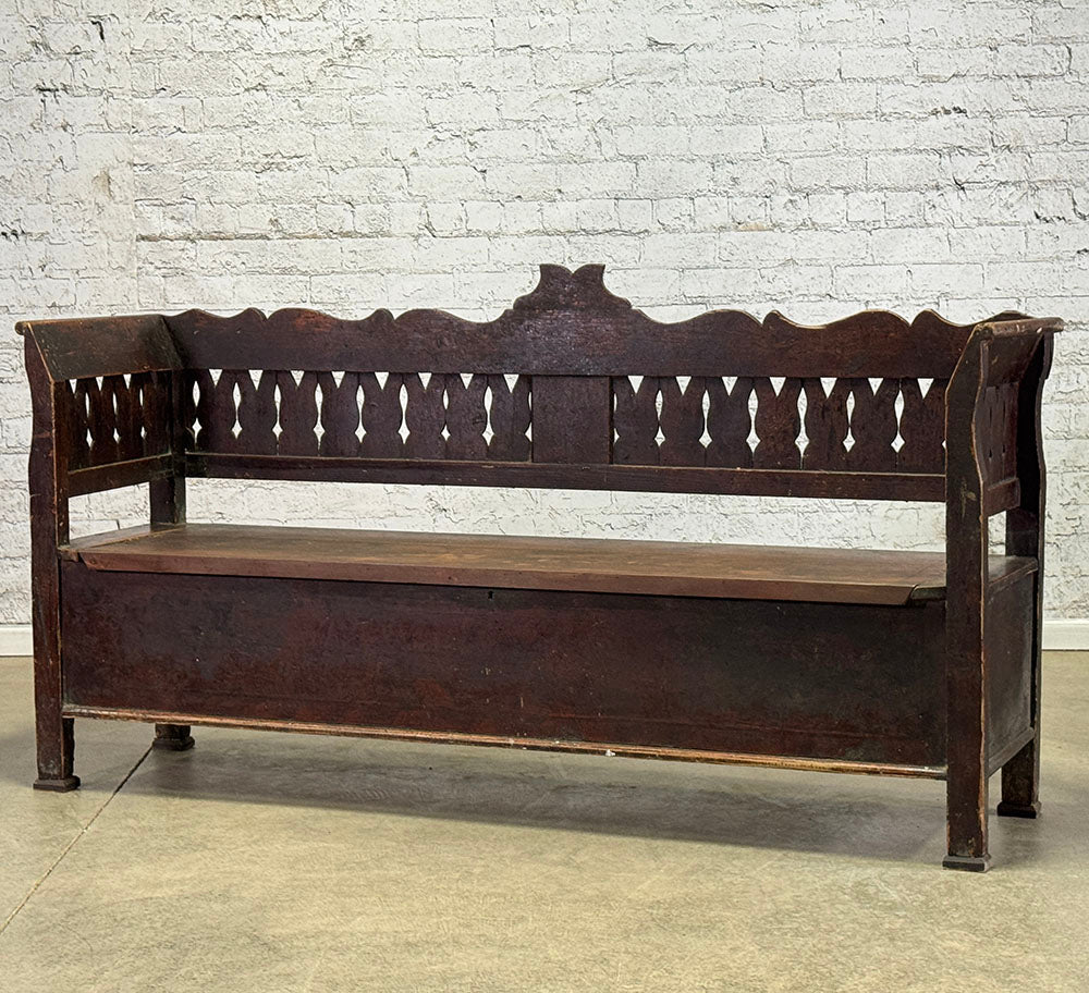 Antique Pine Bench with Storage