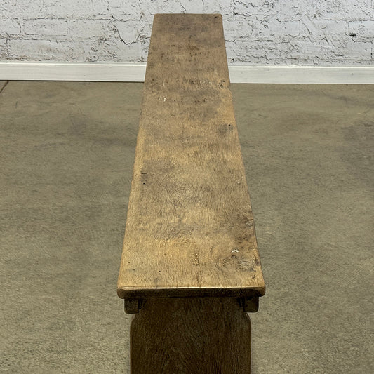 Antique English Rustic Oak Bench