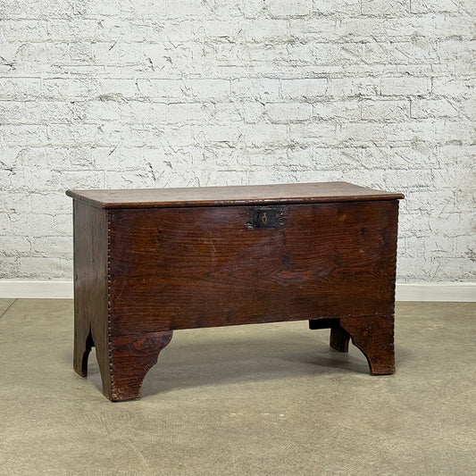 Rustic Antique Welsh Coffer with Carved Edge