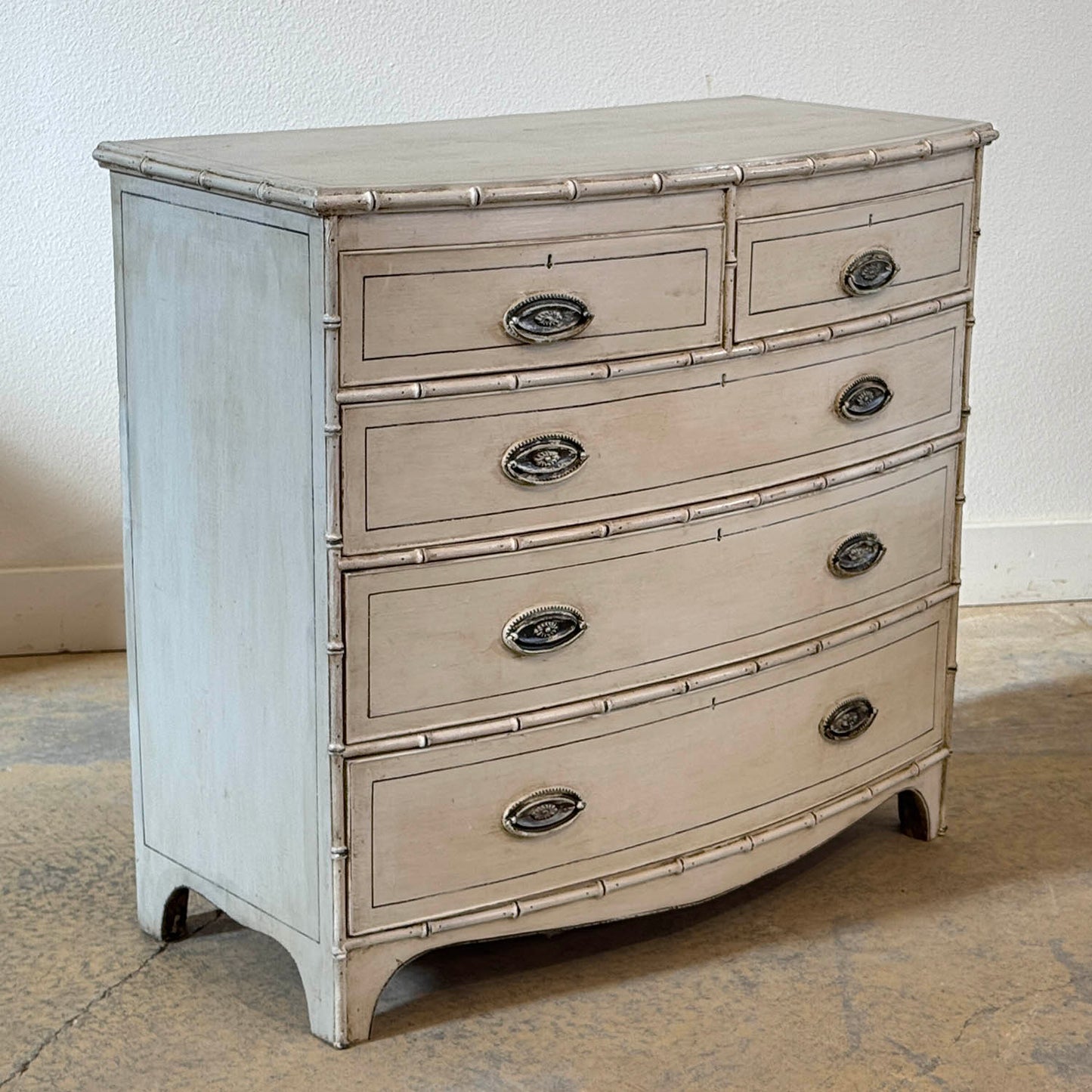 Faux Bamboo Bow Front Chest Of Drawers