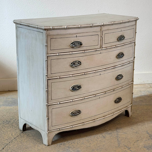 Antique Faux Bamboo Bow Front Chest Of Drawers c.1880