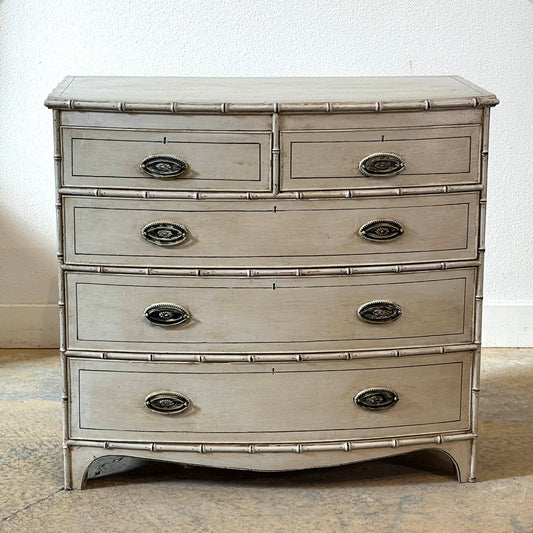 Antique Faux Bamboo Bow Front Chest Of Drawers c.1880
