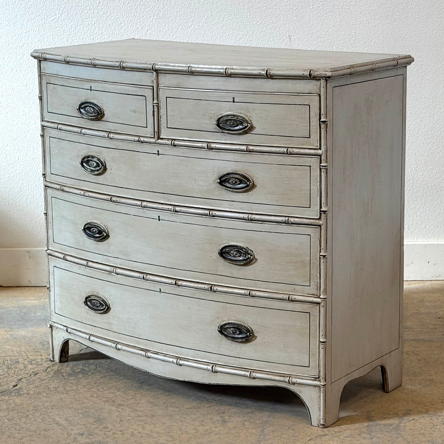 Faux Bamboo Bow Front Chest Of Drawers