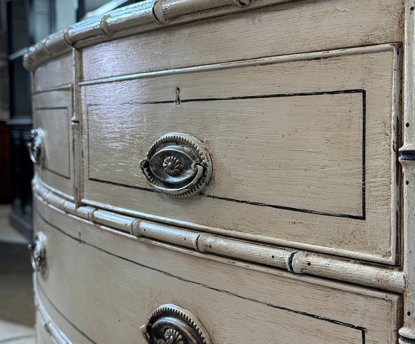 Faux Bamboo Bow Front Chest Of Drawers