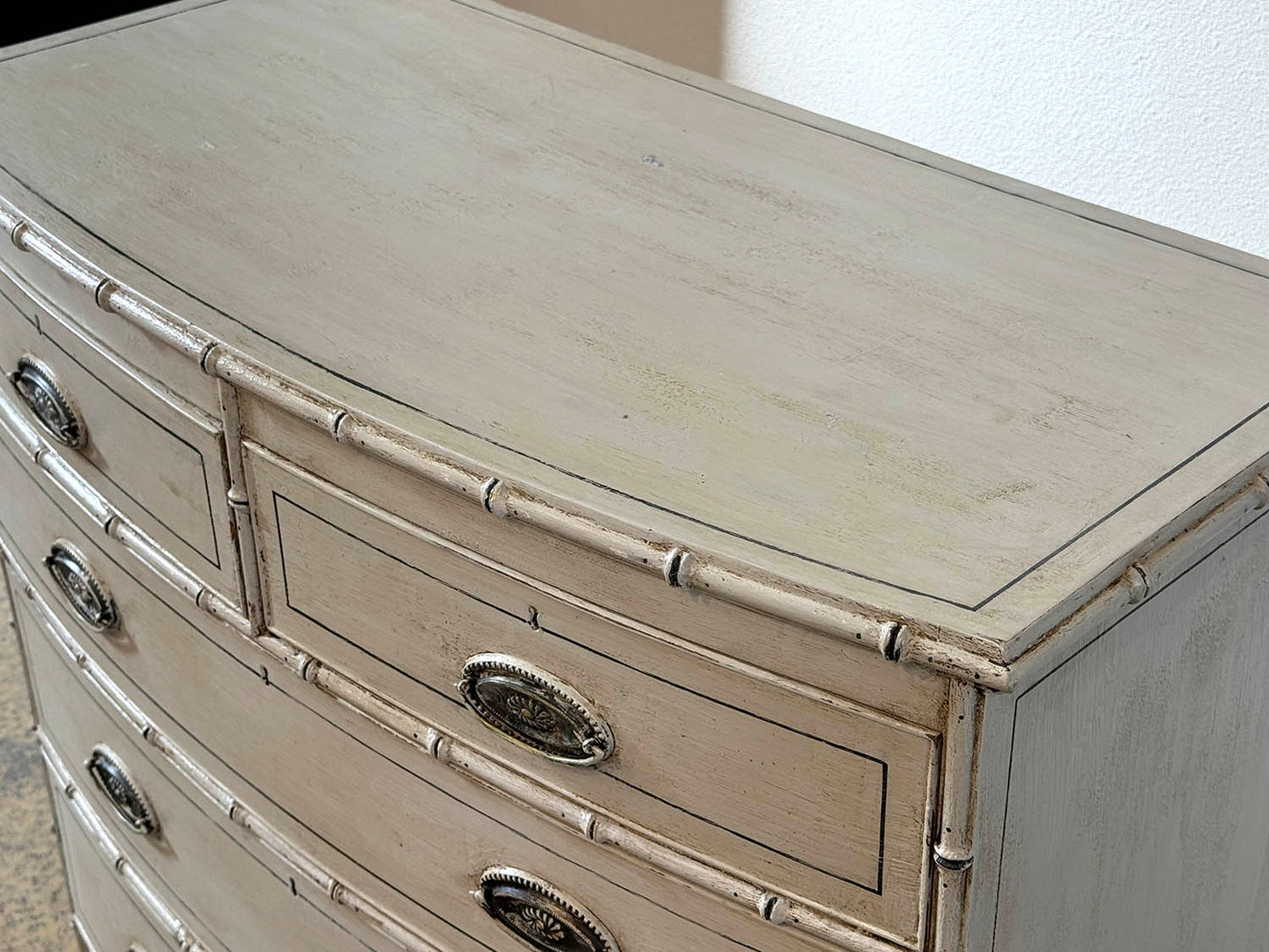 Faux Bamboo Bow Front Chest Of Drawers