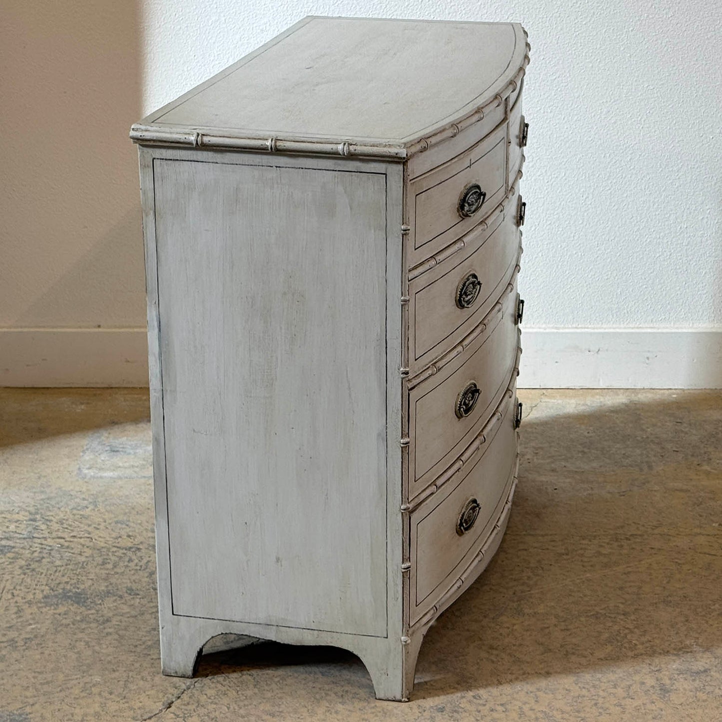 Faux Bamboo Bow Front Chest Of Drawers