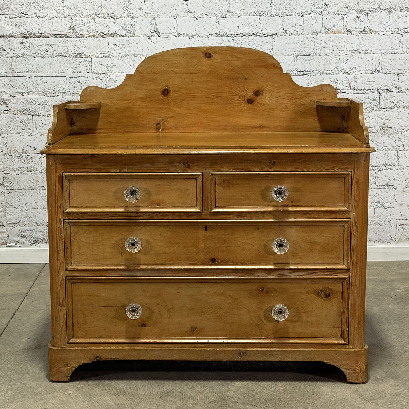 Antique Pine Chest of Drawers with Decorative Railing c.1890
