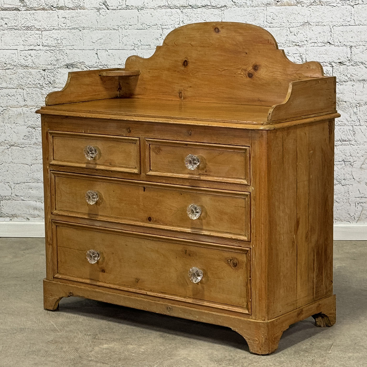 Antique Pine Chest of Drawers with Decorative Railing c.1890