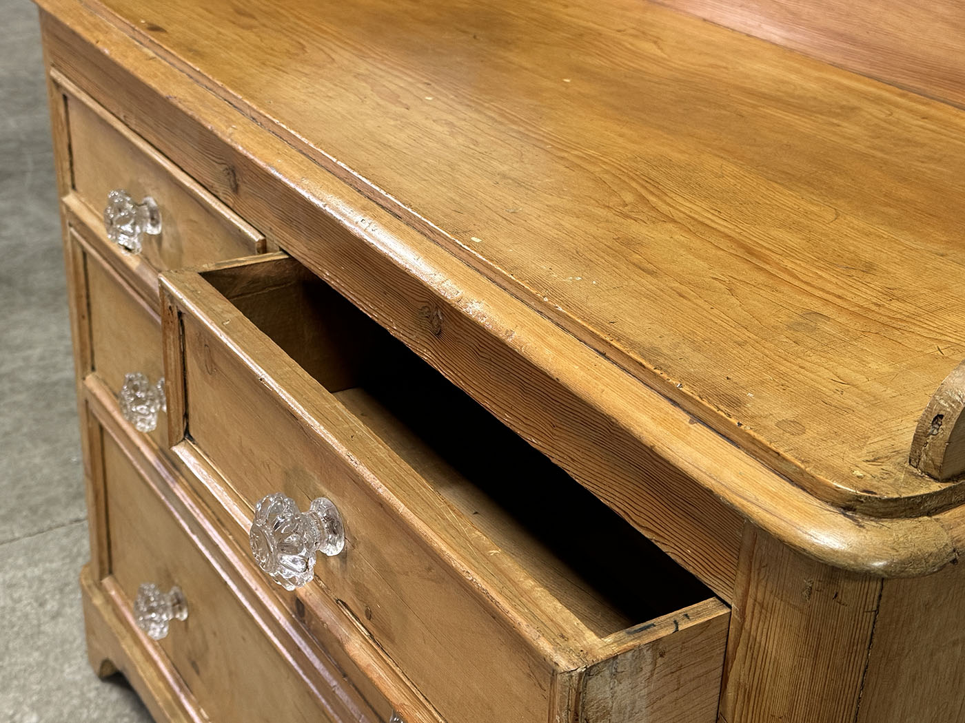 Antique Pine Chest of Drawers with Decorative Railing c.1890
