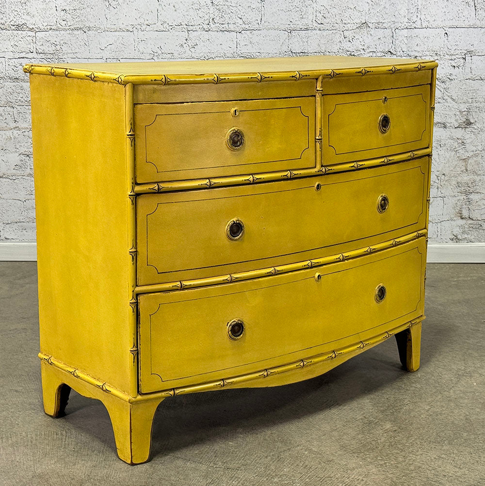 French Faux Bamboo Chest Of Drawers, Yellow c.1820