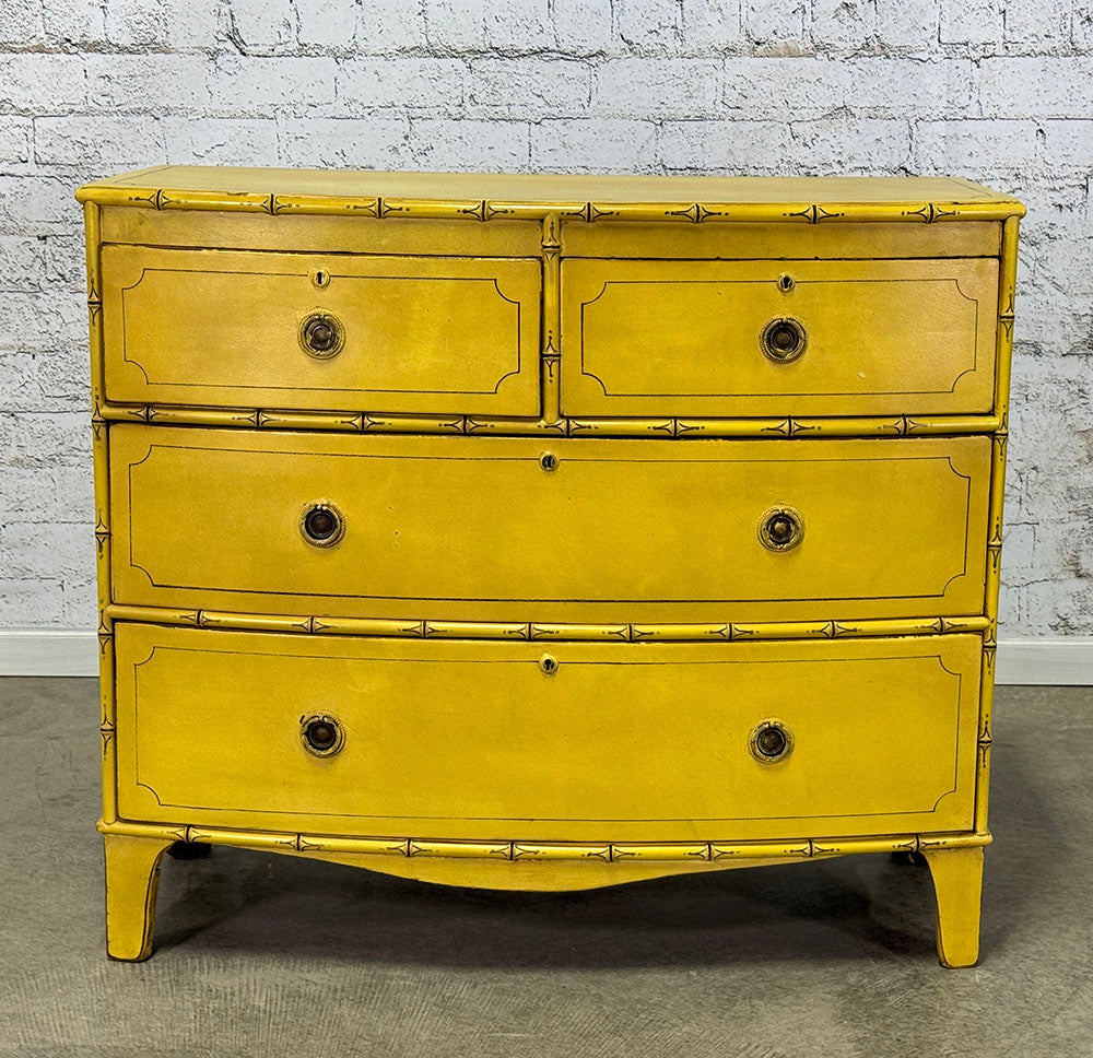 French Faux Bamboo Chest Of Drawers, Yellow c.1820