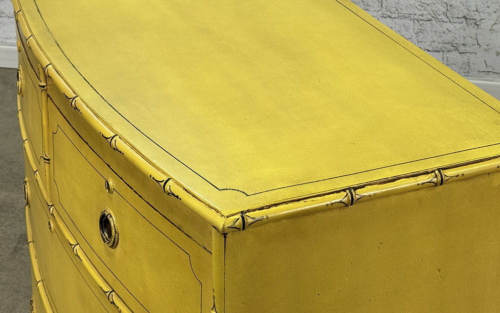 French Faux Bamboo Chest Of Drawers, Yellow c.1820