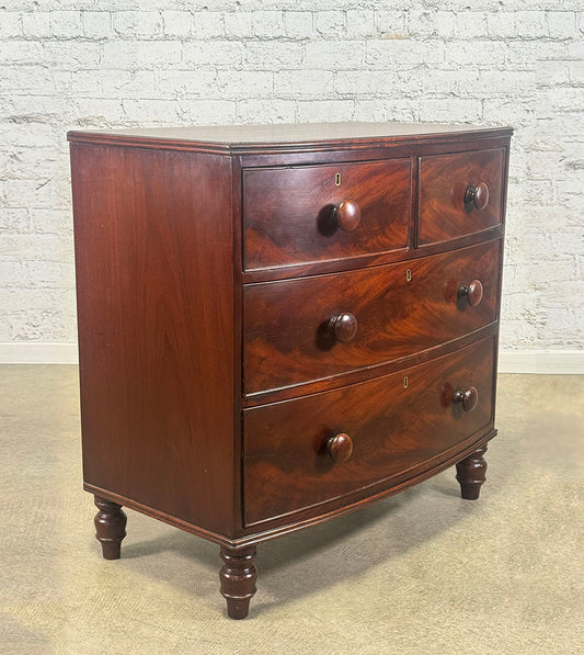 Antique English Bowfront Chest of Drawers