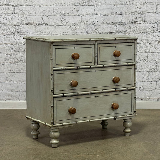 Antique English Painted Faux Bamboo Chest of Drawers