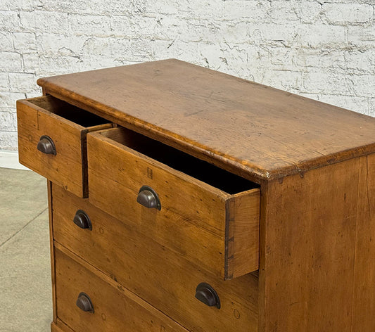 Antique English Pine Chest of Drawers with Quirky Drawer