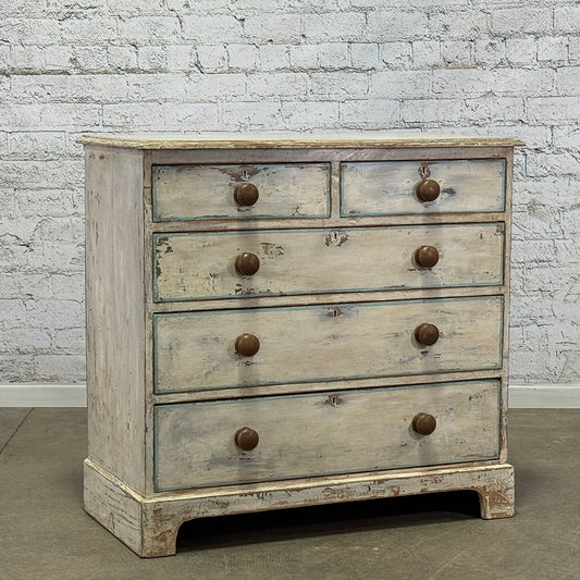 Antique English Painted Pine Chest of Drawers