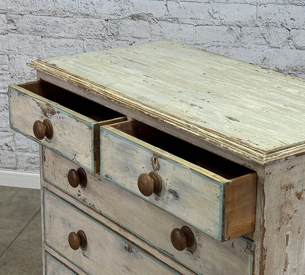 Antique English Painted Pine Chest of Drawers