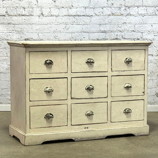 Antique English Bank of Nine Drawers