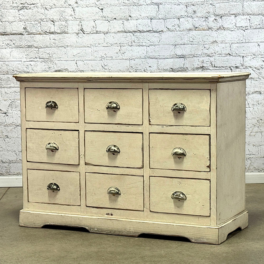 Antique English Bank of Nine Drawers