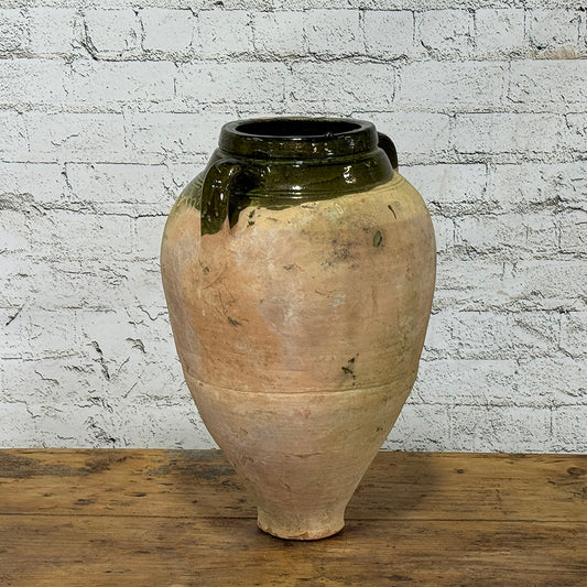 Antique Terracotta Pot with Partial Green Glaze