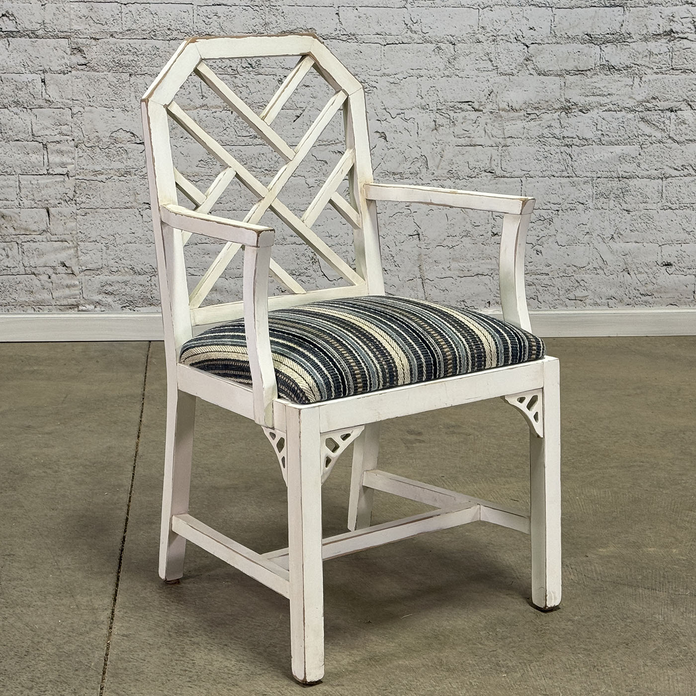 Set of Four White Chippendale Armchairs c.1920