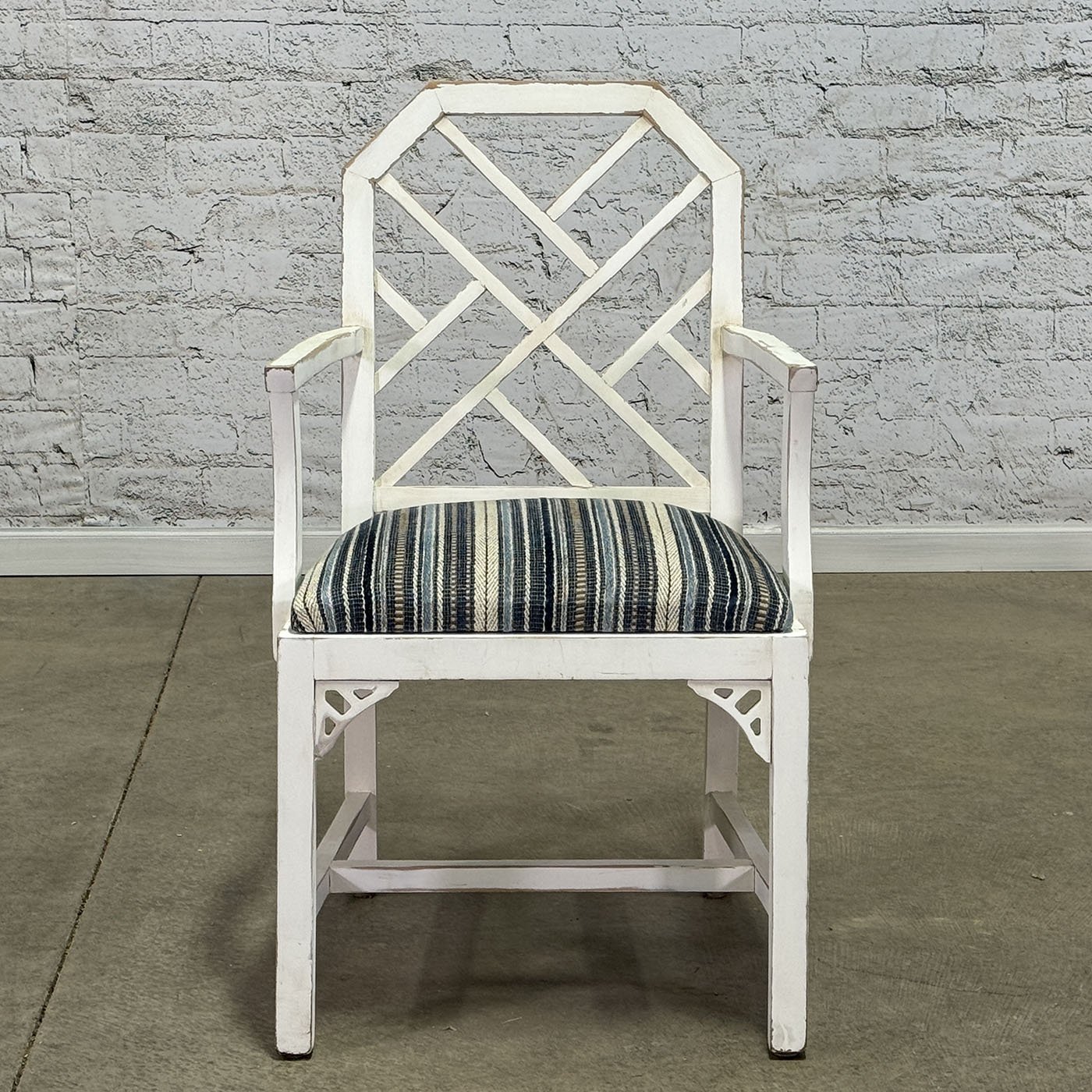 Set of Four White Chippendale Armchairs c.1920