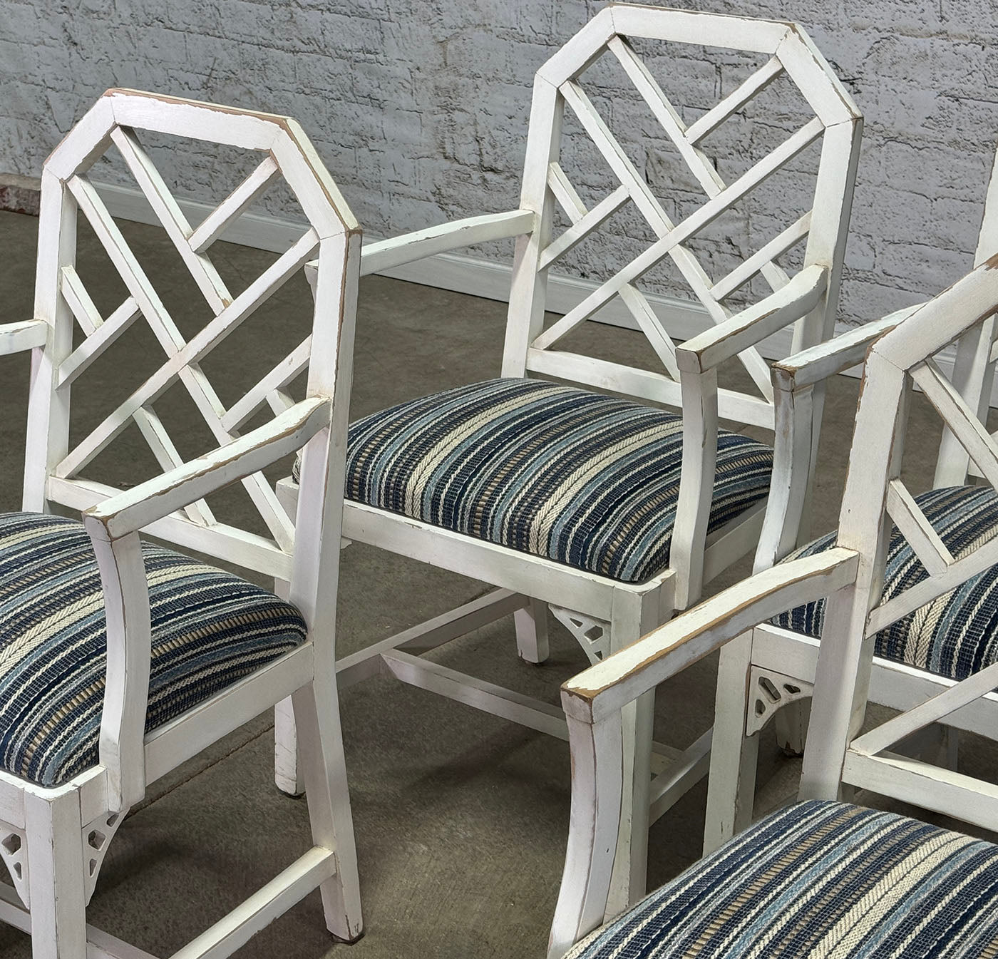 Set of Four White Chippendale Armchairs c.1920