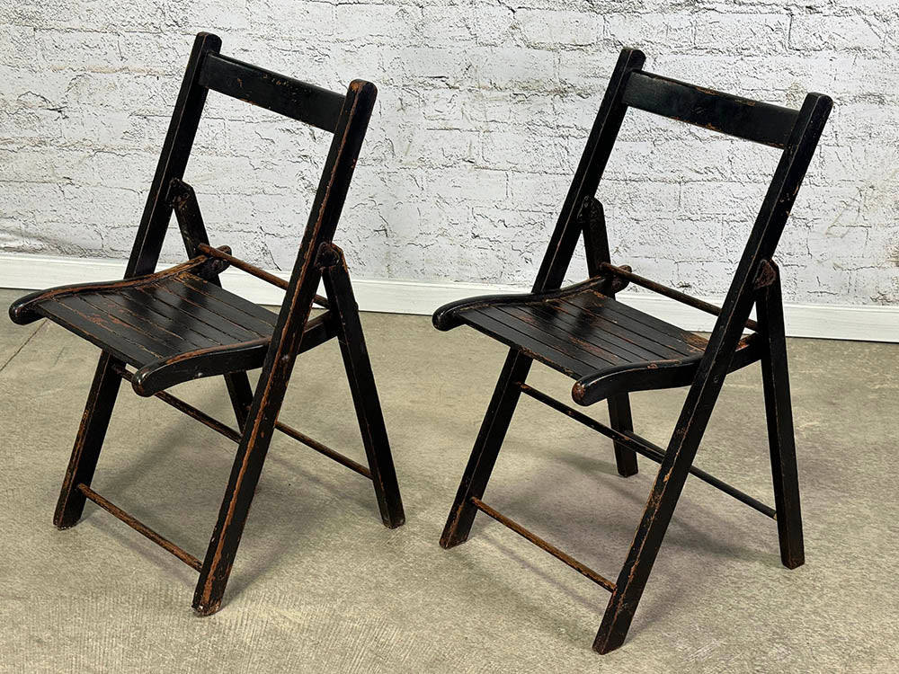 Sweet Pair Of Antique Folding Chairs c.1910