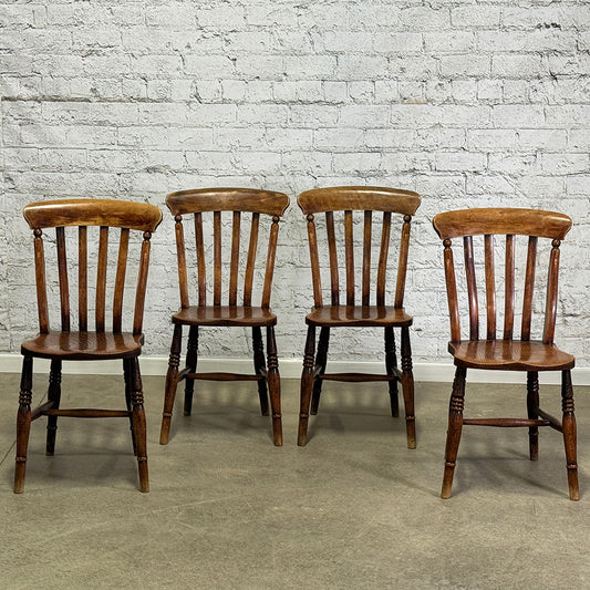 Antique English Set of Four Cottage Chairs