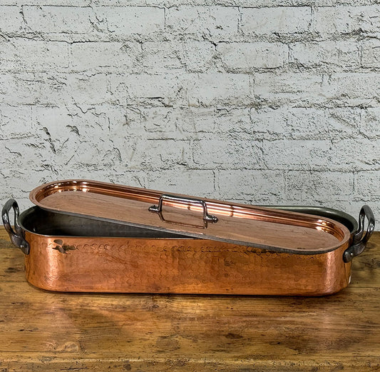 French Copper Fish Kettle with Lid