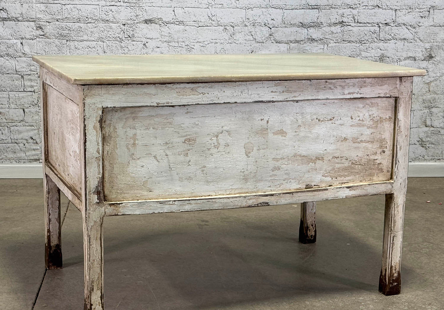 Antique Catalan Marble Top Island w/ 4 Drawers