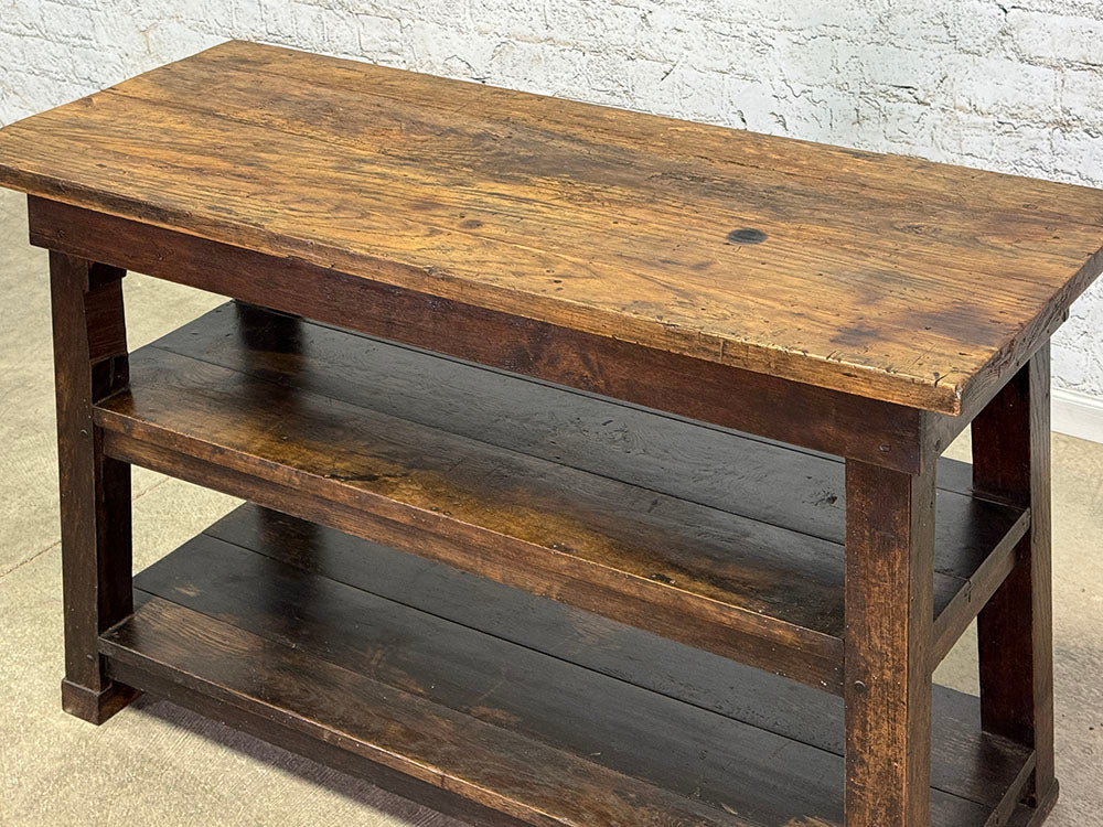 Wonderfully Aged Antique Island with Shelves c.1870