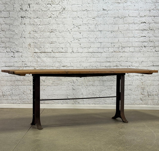 Artisan Made Reclaimed Pine + Industrial Iron Base Table