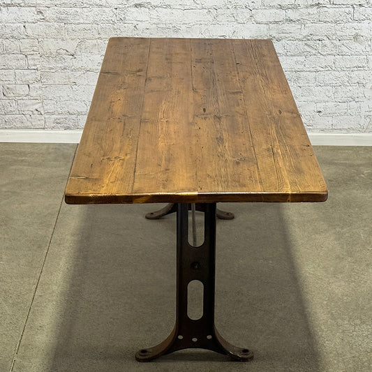 Artisan Made Reclaimed Pine + Industrial Iron Base Table