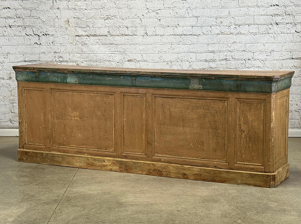 Antique French Pine Original Paint Shop Counter