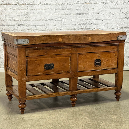 Antique Butcher Block Island