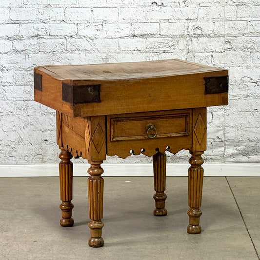 Antique Butcher Block with Drawer
