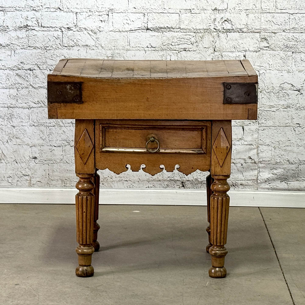 Antique Butcher Block with Drawer